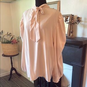 Elegant Cream Blouse with Bow Tie